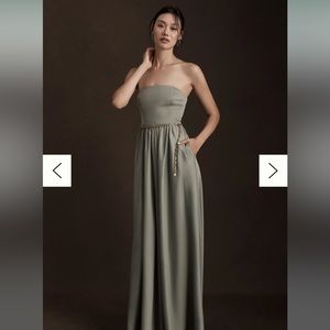 Anthropologie BHLDN ELSIE STRAIGHT-NECK SATIN A-LINE GOWN